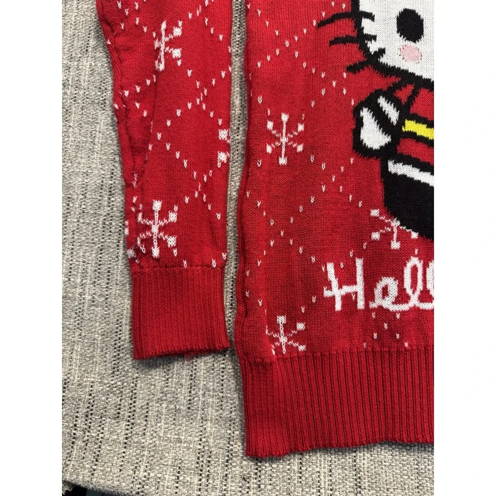 Hello Kitty Christmas Sweater Long Length Red And White Womens Size XXS‎
